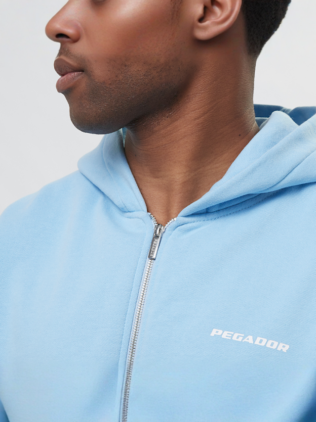 Pegador, Colne Logo Oversized Sweat Jacket Vintage Light Rough Grey, blue, Image 3 of 5