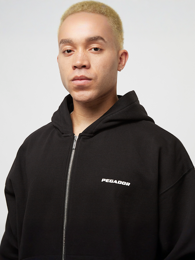 Pegador, Colne Logo Oversized Sweat Jacket, zwart, Afbeelding 4 van 5