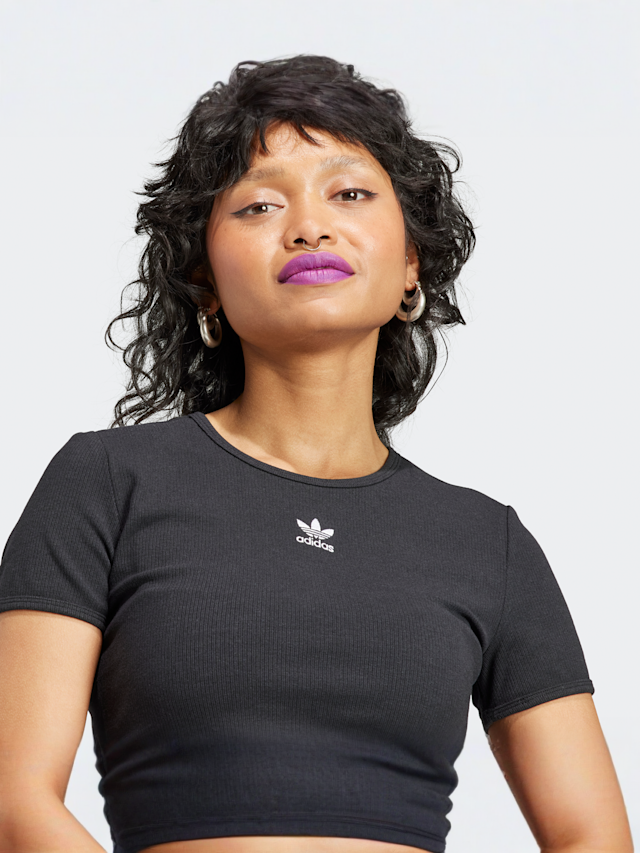 adidas Originals, Essentials Rib T-Shirt, black, Image 3 of 5