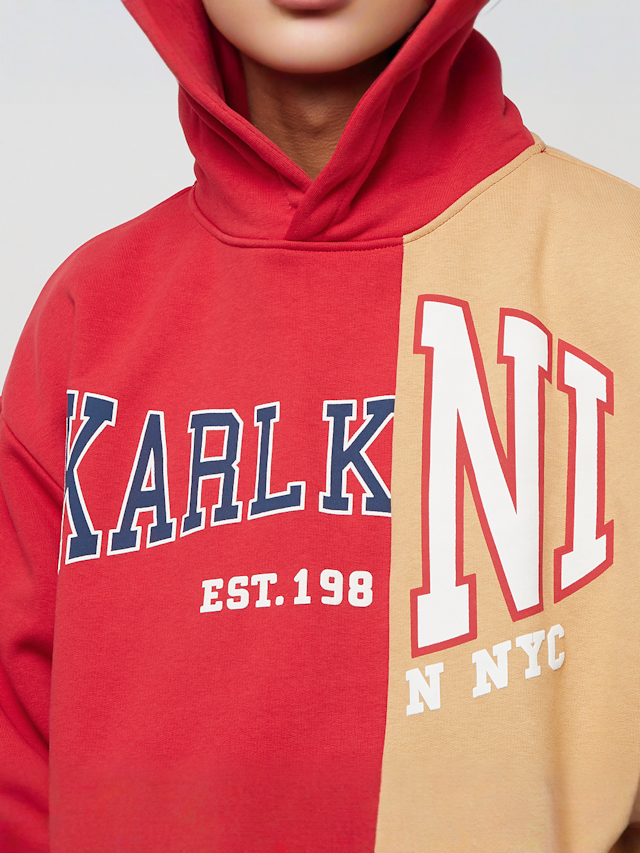 Karl Kani, Woven Retro Split Oversized Hoodie, czerwony, Obraz 3 z 4