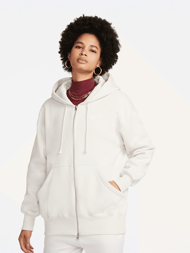 Nike, Sportswear Phoenix Fleece Oversized Full-Zip Hoodie, white, Image 1 of 9