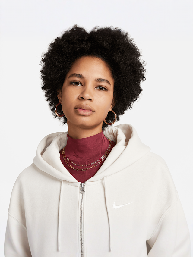 Nike, Sportswear Phoenix Fleece Oversized Full-Zip Hoodie, white, Image 3 of 9