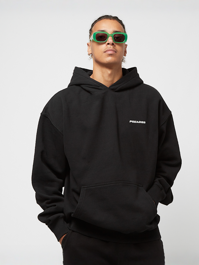 Pegador, LOGO OVERSIZED HOODIE WASHED BLACK, black, Image 1 of 4