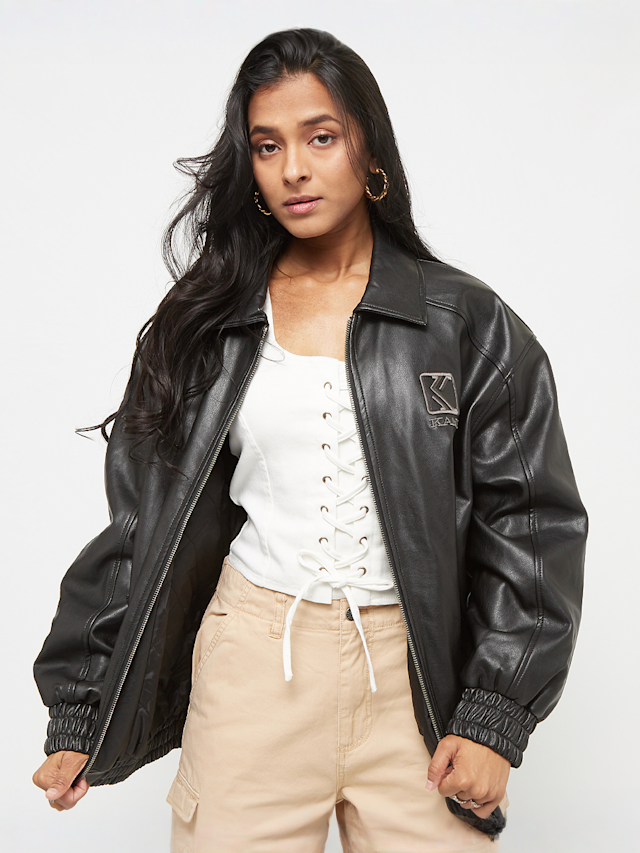 Karl Kani, PU Oversized Bomber, black, Image 1 of 4