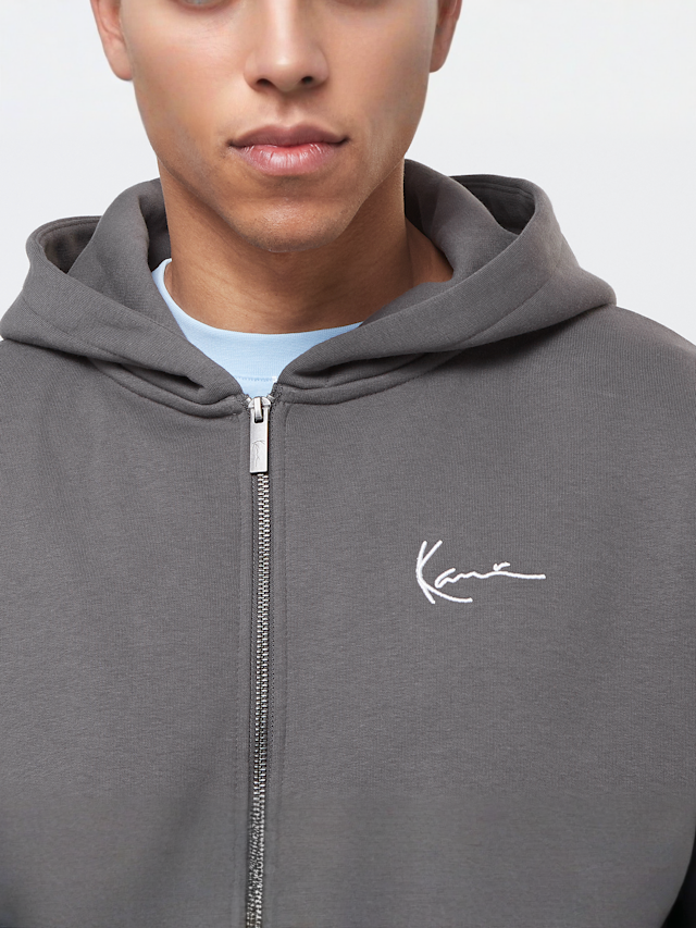 Karl Kani, Chest Signature Essential Zip Hoodie, grey, Image 3 of 5