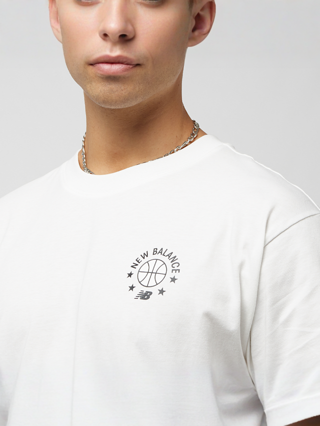 New Balance, Hoops Essentials T-Shirt, wit, Afbeelding 3 van 5