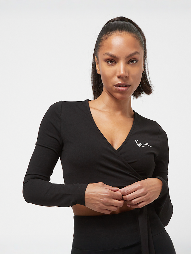 Karl Kani, Chest Signature Essential Short Laced Longsleeve, zwart, Afbeelding 1 van 4