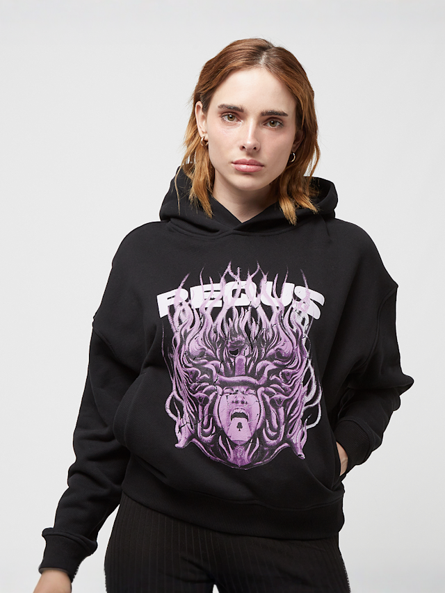 PEQUS, Cropped Medusa Graphic Hoodie, zwart, Afbeelding 1 van 5
