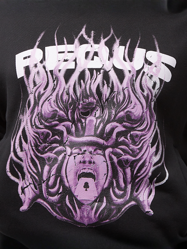 PEQUS, Cropped Medusa Graphic Hoodie, zwart, Afbeelding 3 van 5