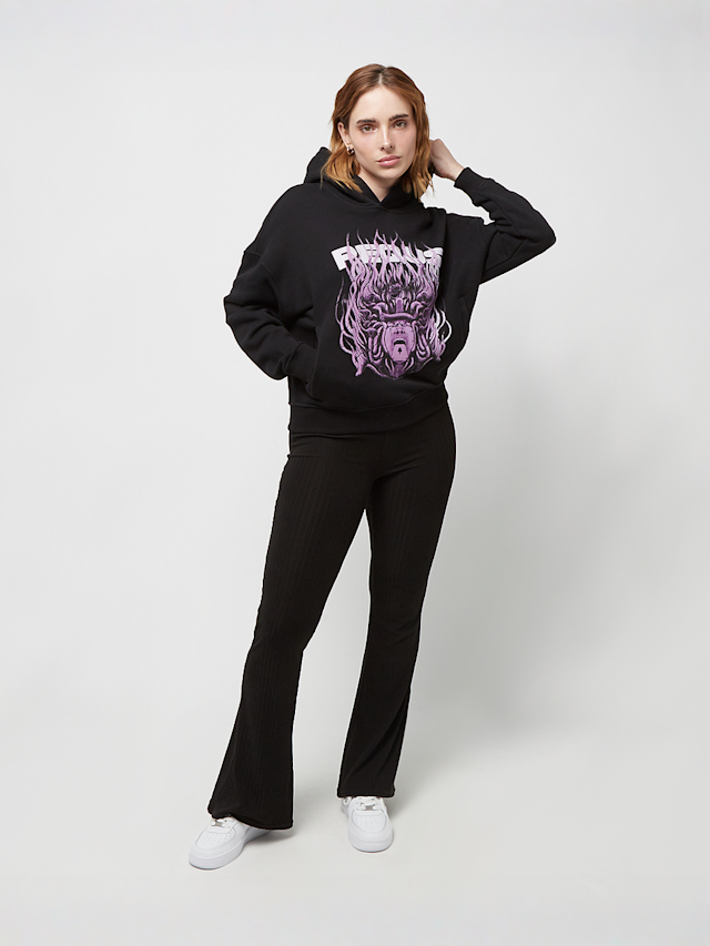 PEQUS, Cropped Medusa Graphic Hoodie, zwart, Afbeelding 4 van 5