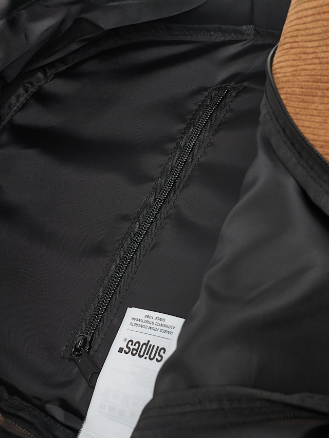 SNIPES, Woven Label Basic Logo Corduroy Backpack, szary, Obraz 5 z 5