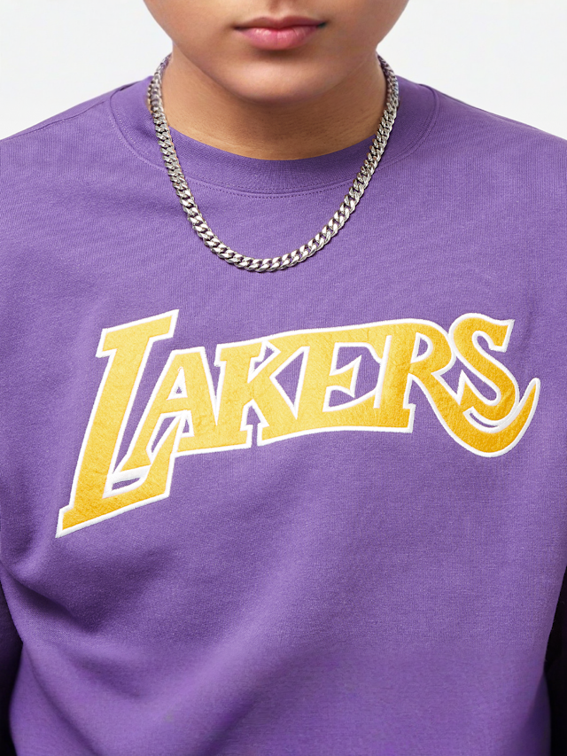Mitchell & Ness, NBA There and Back Fleece Crew Los Angeles Lakers, purple, Image 3 of 7