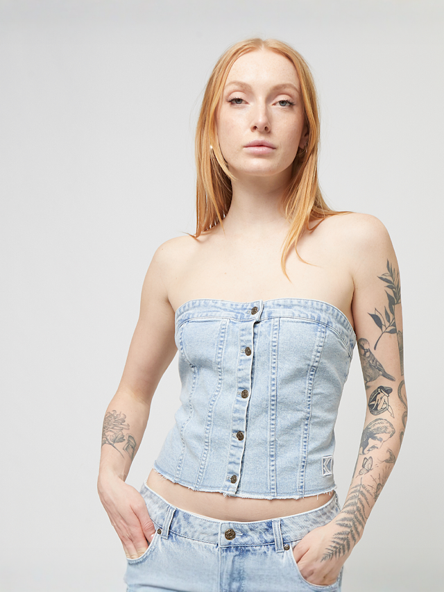 Karl Kani, OG Washed Corset Top, blauw, Afbeelding 1 van 4