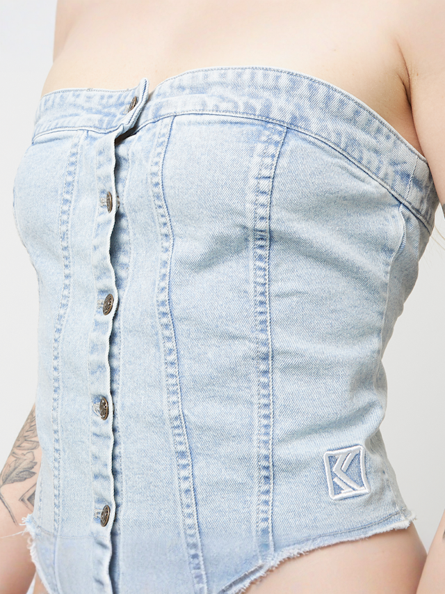 Karl Kani, OG Washed Corset Top, blauw, Afbeelding 3 van 4