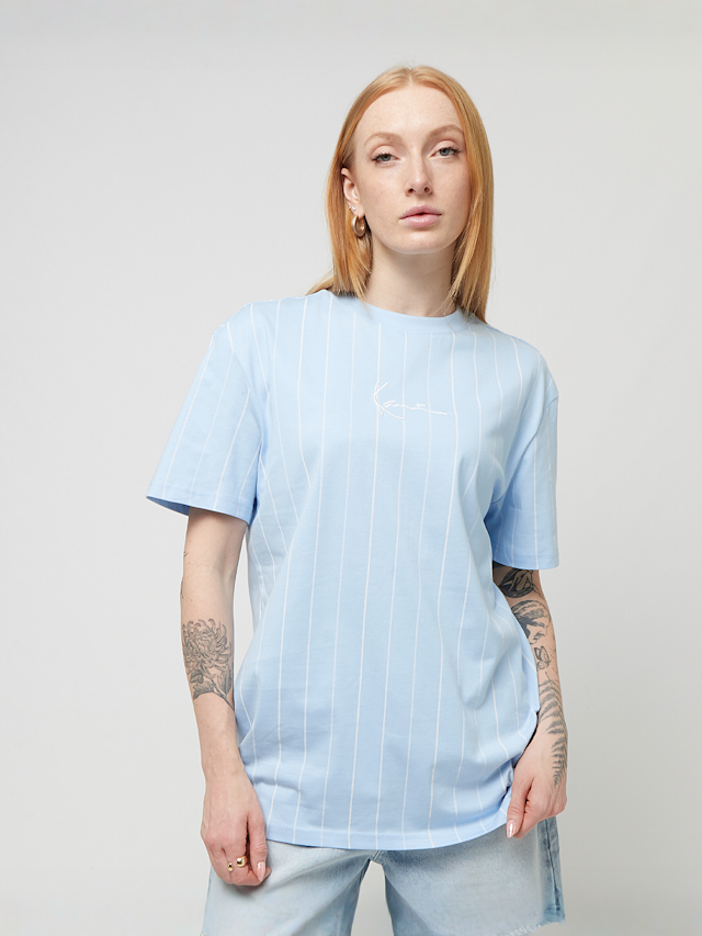 Karl Kani, Small Signature Tonal Pinstripe Oversized Tee, blue, Image 1 of 4