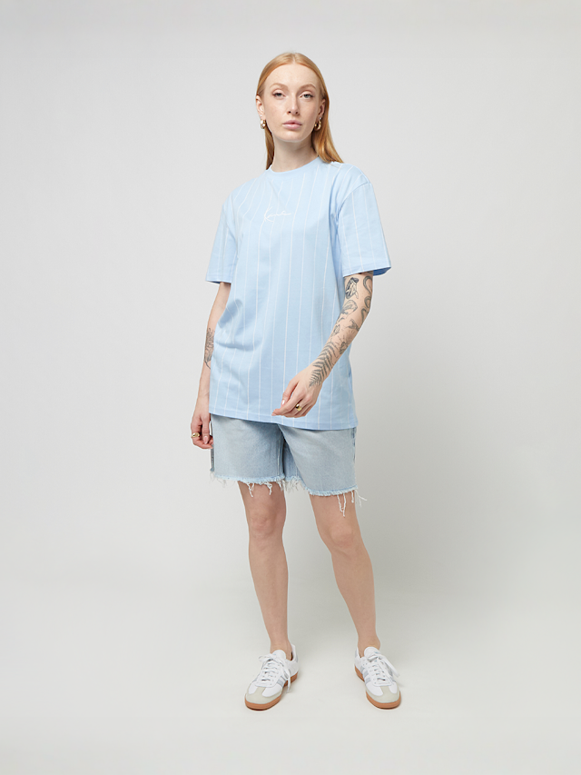 Karl Kani, Small Signature Tonal Pinstripe Oversized Tee, blue, Image 4 of 4