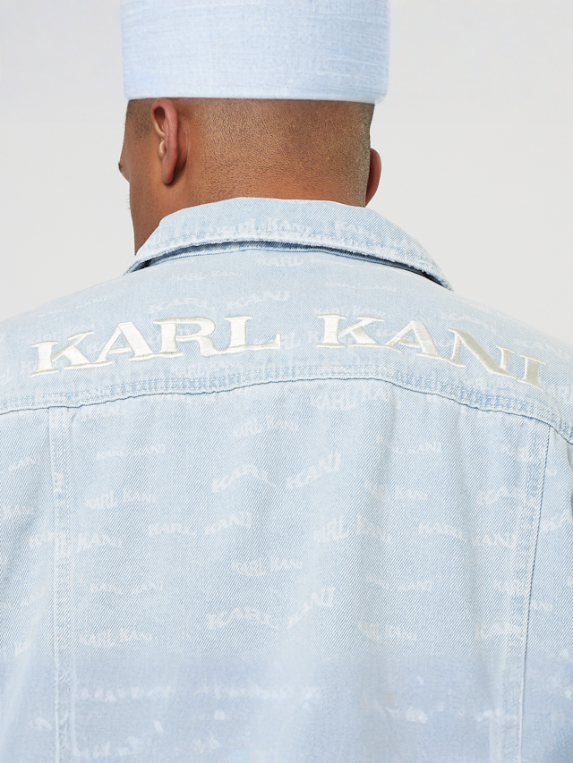 Karl Kani, OG Denim Wavy Print Trucker Jacket, blue, Image 4 of 5