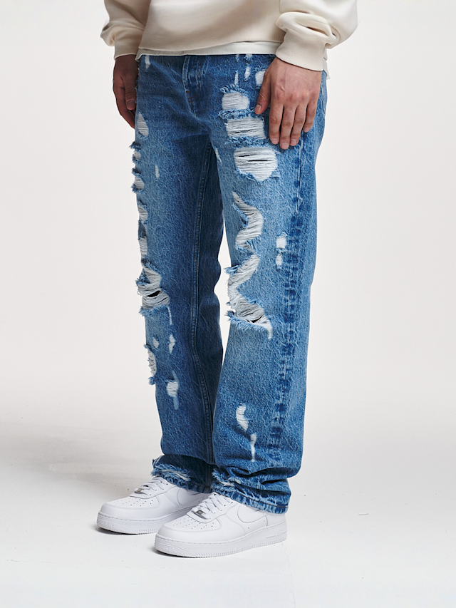 2Y STUDIOS, Firio Destroyed Straight Jeans, blue, Image 1 of 4