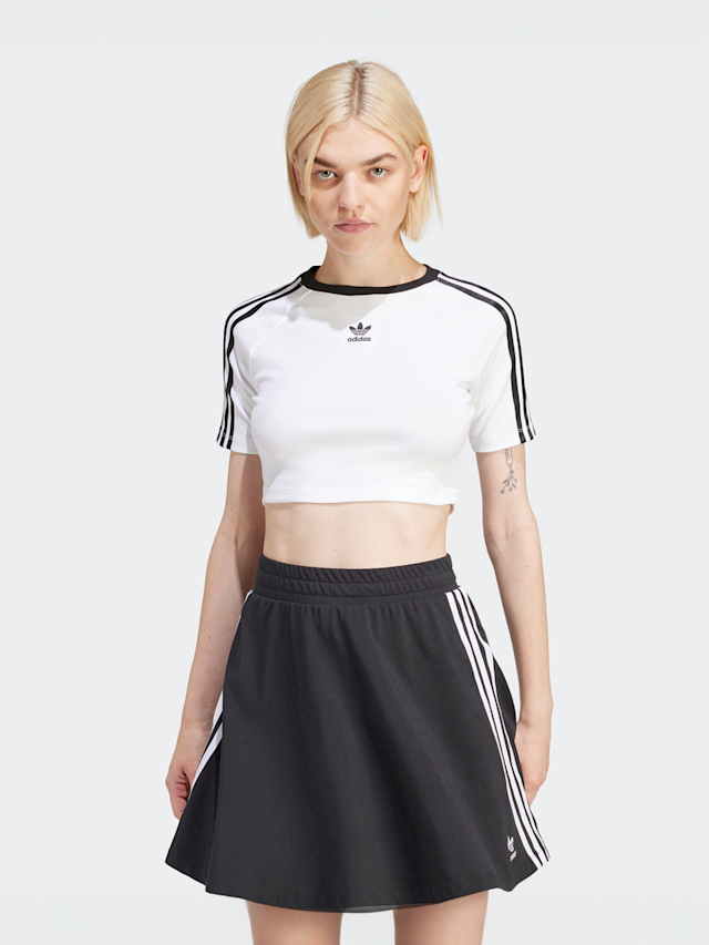adidas Originals, adicolor 3-Stripes Crop T-Shirt, wit, Afbeelding 1 van 4