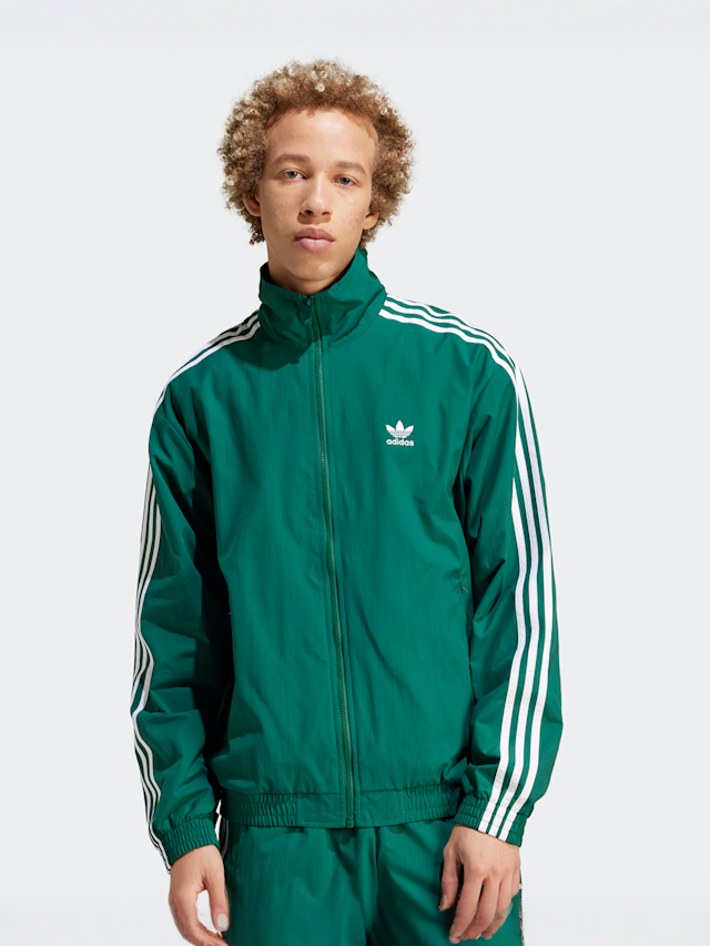 adidas Originals, 3-Stripes Woven Firebird Trackjacket, green, Image 1 of 5