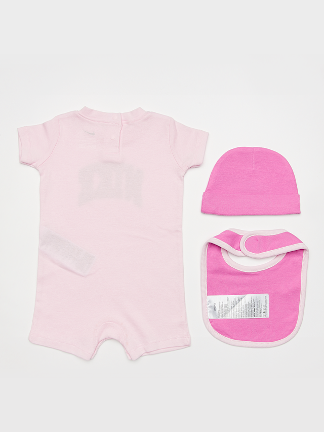 Nike, Romper, Hat, Bib Set (3 Piece), różowy, Obraz 2 z 4