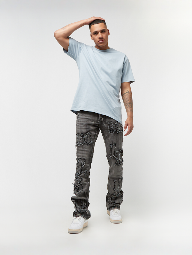 Smoke Rise, Letter Applique Jeans, zwart, Afbeelding 6 van 6