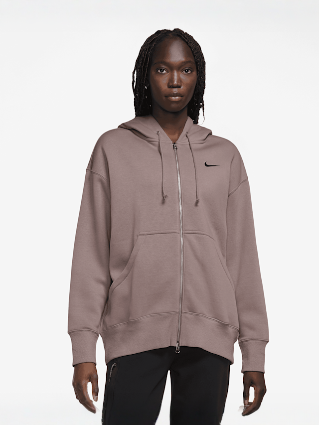 Nike, Sportswear Phoenix Fleece Oversized Full-Zip Hoodie, brown, Image 1 of 3