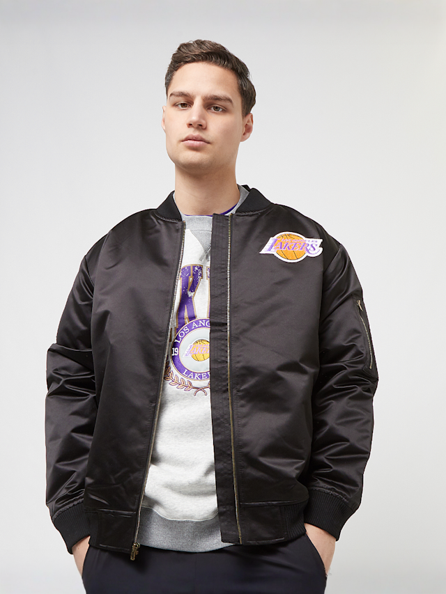 Mitchell & Ness, NBA Lightweight Satin Bomber Los Angeles Lakers, black, Image 2 of 7