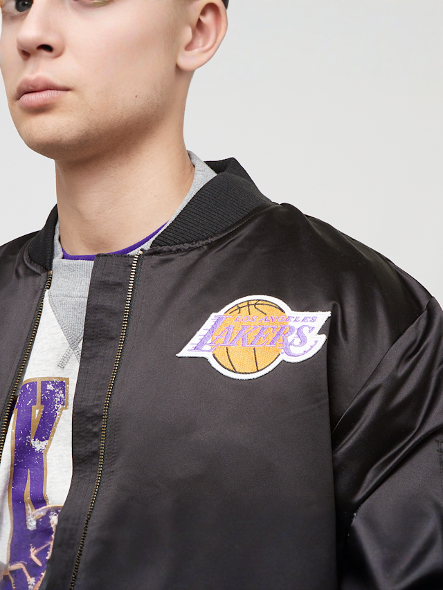Mitchell & Ness, NBA Lightweight Satin Bomber Los Angeles Lakers, black, Image 3 of 7