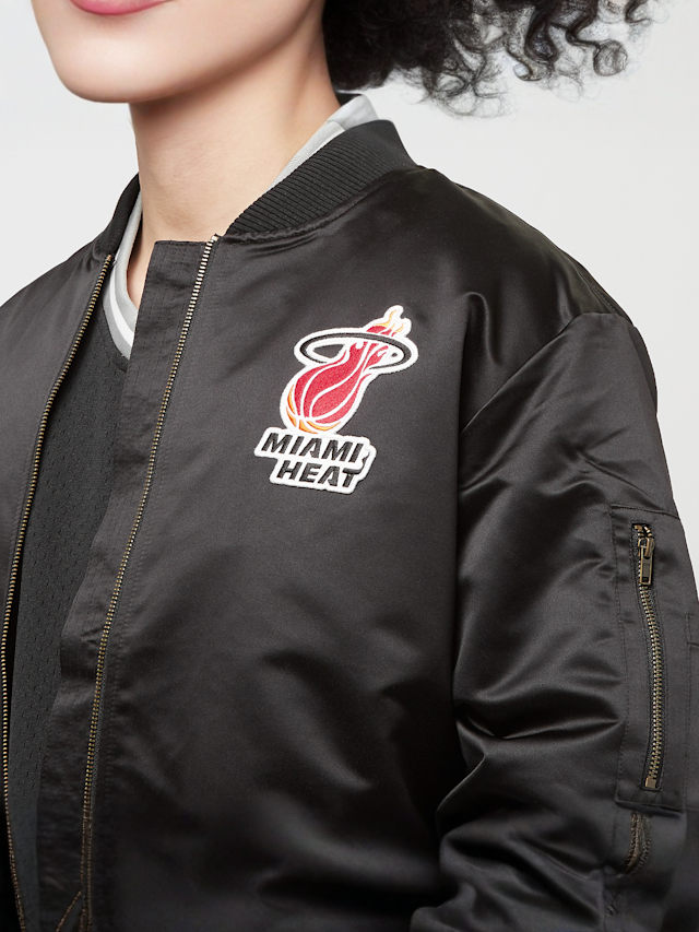 Mitchell & Ness, NBA Lightweight Satin Bomber Miami Heat, zwart, Afbeelding 3 van 7