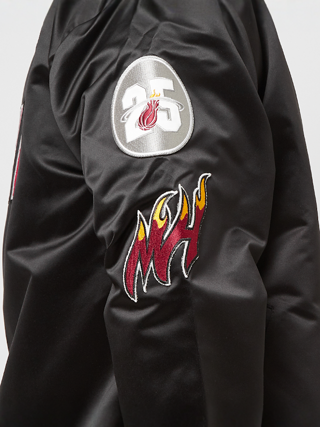 Mitchell & Ness, NBA Lightweight Satin Bomber Miami Heat, zwart, Afbeelding 4 van 7