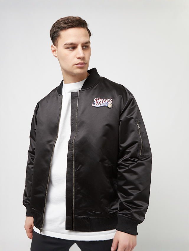 Mitchell & Ness, NBA Lightweight Satin Bomber Philadelphia 76ers, black, Image 2 of 7