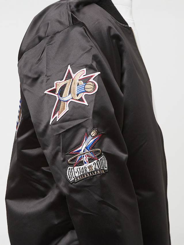 Mitchell & Ness, NBA Lightweight Satin Bomber Philadelphia 76ers, black, Image 4 of 7