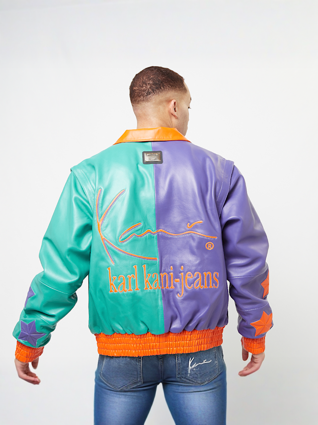 Karl Kani, Metal Plate Block Leather College Jacket, multi-colour, Image 2 of 7