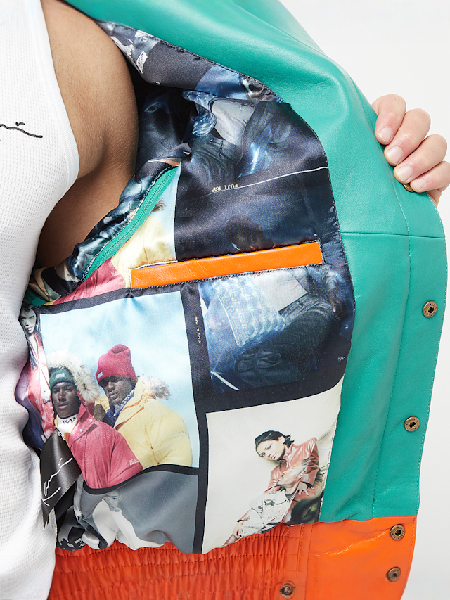 Karl Kani, Metal Plate Block Leather College Jacket, multi-colour, Image 3 of 7