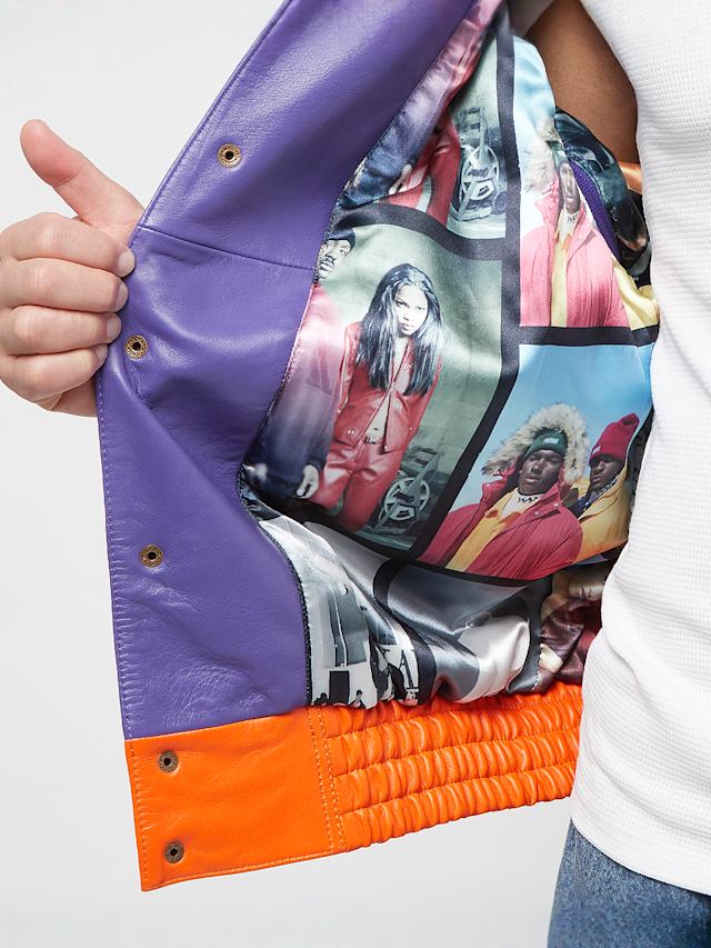 Karl Kani, Metal Plate Block Leather College Jacket, multi-colour, Image 4 of 7