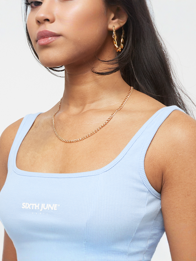 Sixth June, Square Neck Crop Tank Top, blauw, Afbeelding 3 van 4