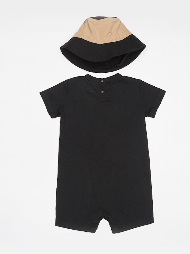 Nike, Sportswear PE Romper Bucket Hat Set 9 months (2 Piece), czarny, Obraz 2 z 6