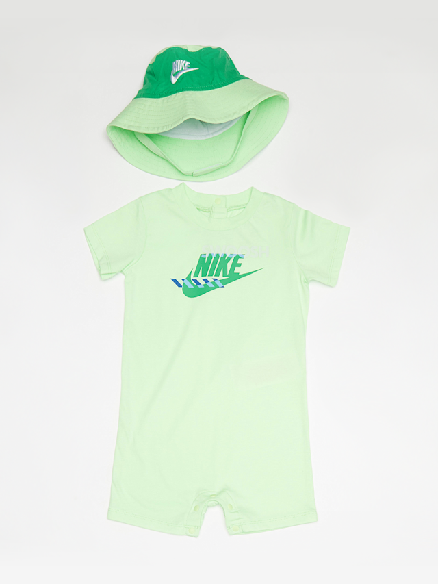 Nike, Sportswear PE Romper Bucket Hat Set (2 Piece), groen, Afbeelding 1 van 5