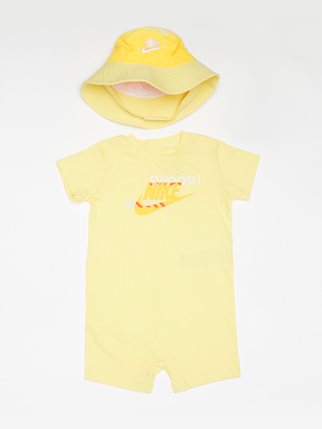 Nike, Sportswear PE Romper Bucket Hat Set (2 Piece), żółty, Obraz 1 z 5