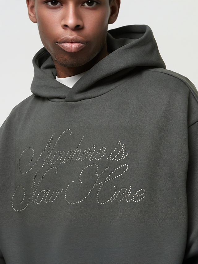 Karl Kani, OG Rhinestone Oversized Hoodie, grijs, Afbeelding 3 van 5