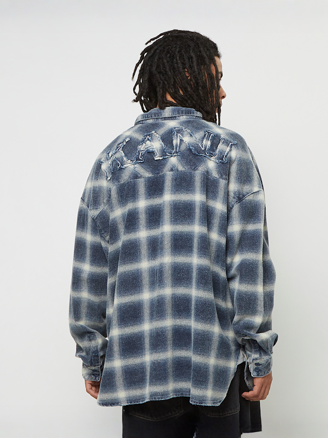 Karl Kani, Small Signature Distressed Check Overshirt, blue, Image 1 of 5