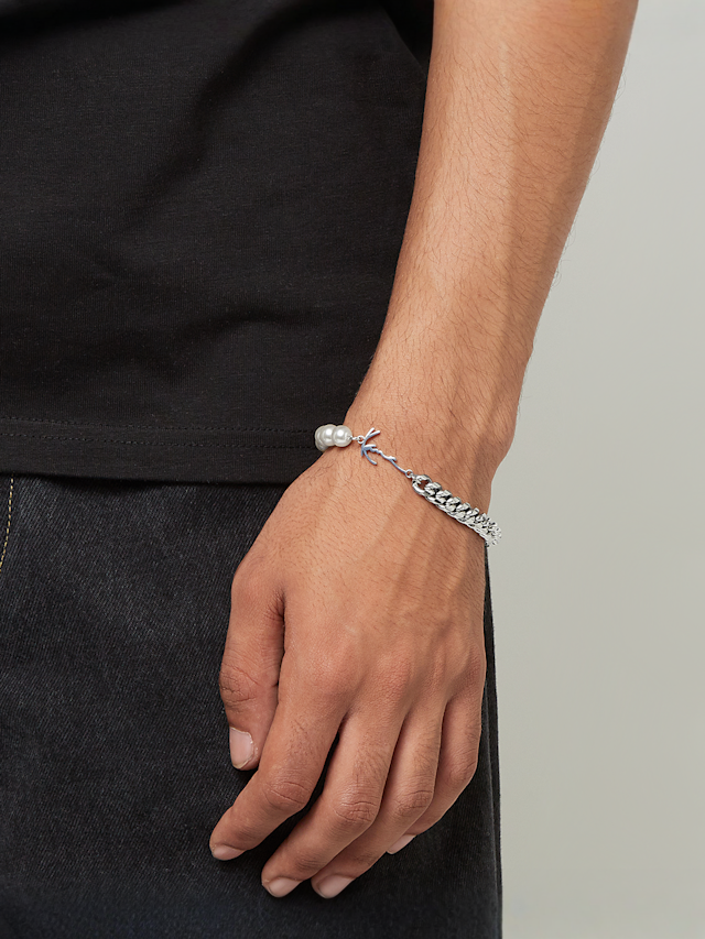 Karl Kani, Signature Pearl Bracelet, srebrny, Obraz 3 z 3