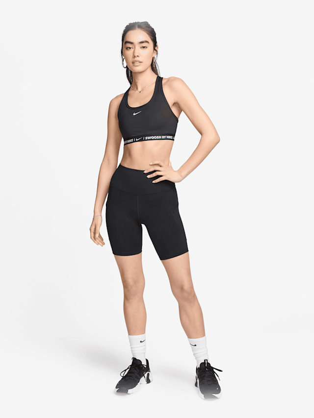 Nike, Swoosh Medium Support Padded Sports Bra, zwart, Afbeelding 5 van 6