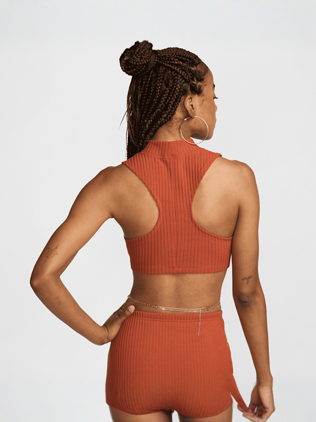 Nike, Sportswear Chill Knit Rib Crop Tank, orange, Image 2 of 5