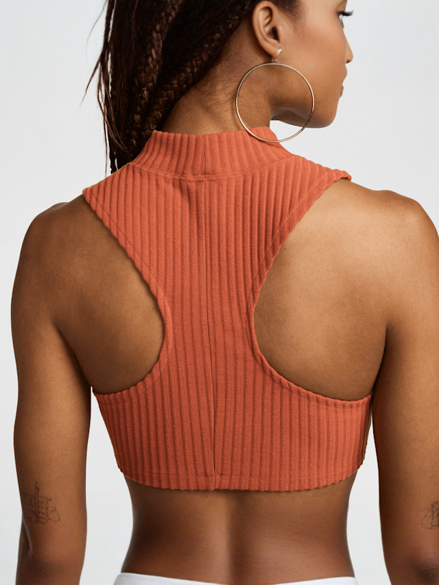 Nike, Sportswear Chill Knit Rib Crop Tank, orange, Image 4 of 5