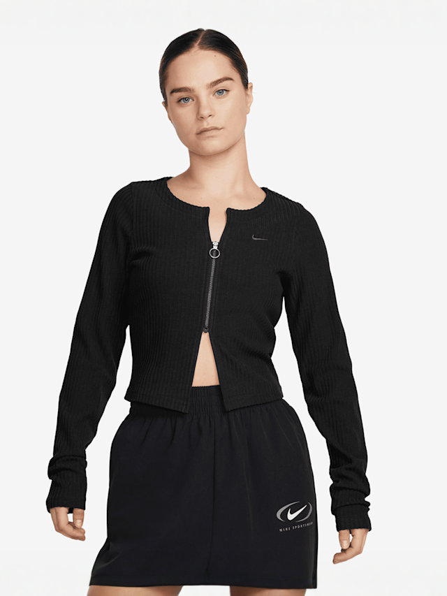 Nike, Sportswear Chill Knit Rib Full-Zip Cardigan, czarny, Obraz 1 z 3