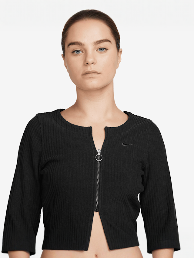 Nike, Sportswear Chill Knit Rib Full-Zip Cardigan, czarny, Obraz 3 z 3