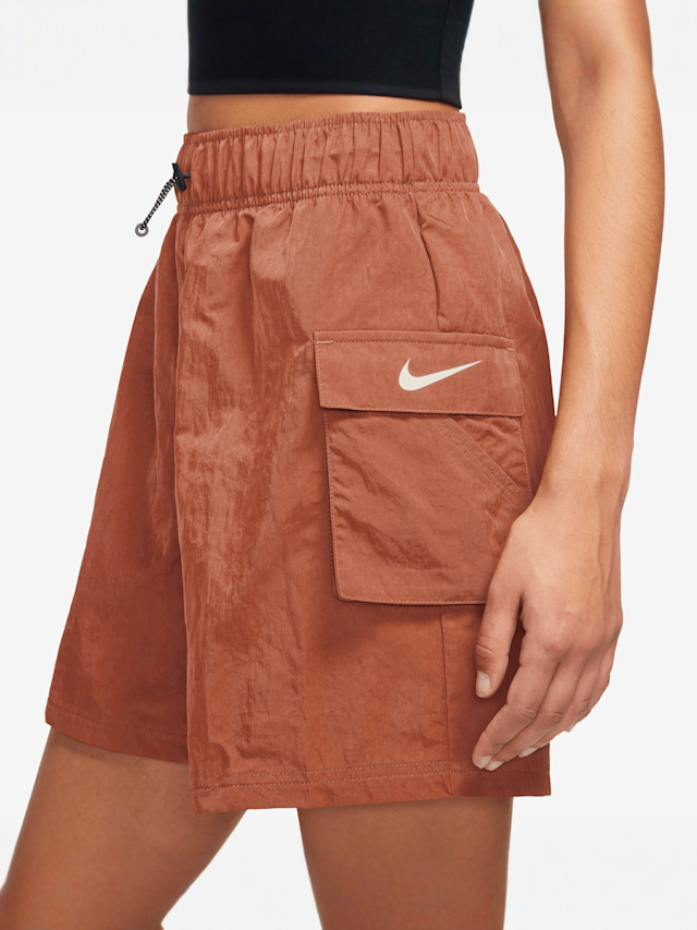 Nike, Sportswear Essential Woven High-Rise Shorts, brązowy, Obraz 2 z 4