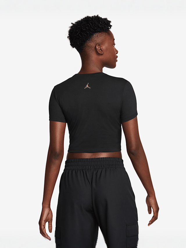 Jordan, Short Sleeve Graphics Slim Crop Tee, black, Image 2 of 3